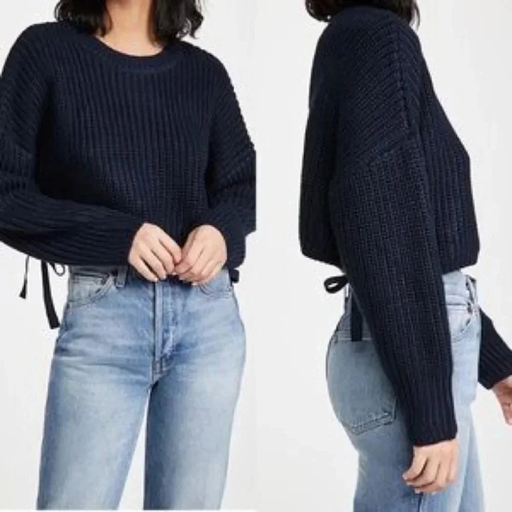 CINQ À SEPT NWT Eddie Cropped Slouchy Side Tie Knit Sweater Crop S - Picture 3 of 11